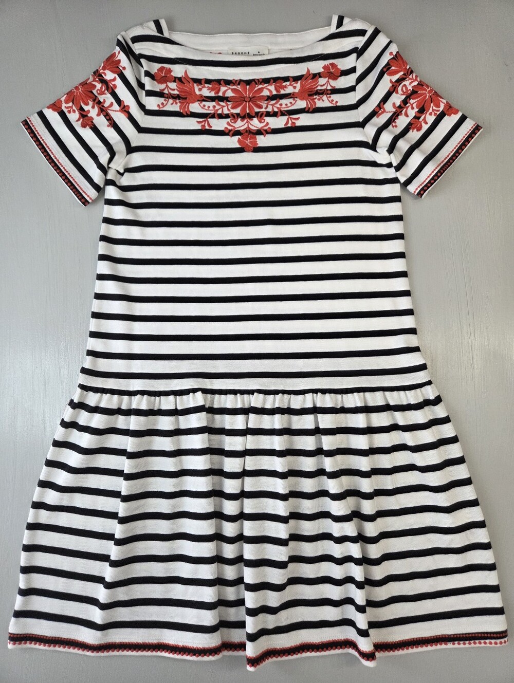 Kate Spade Broome Street Striped Embroidered Dress